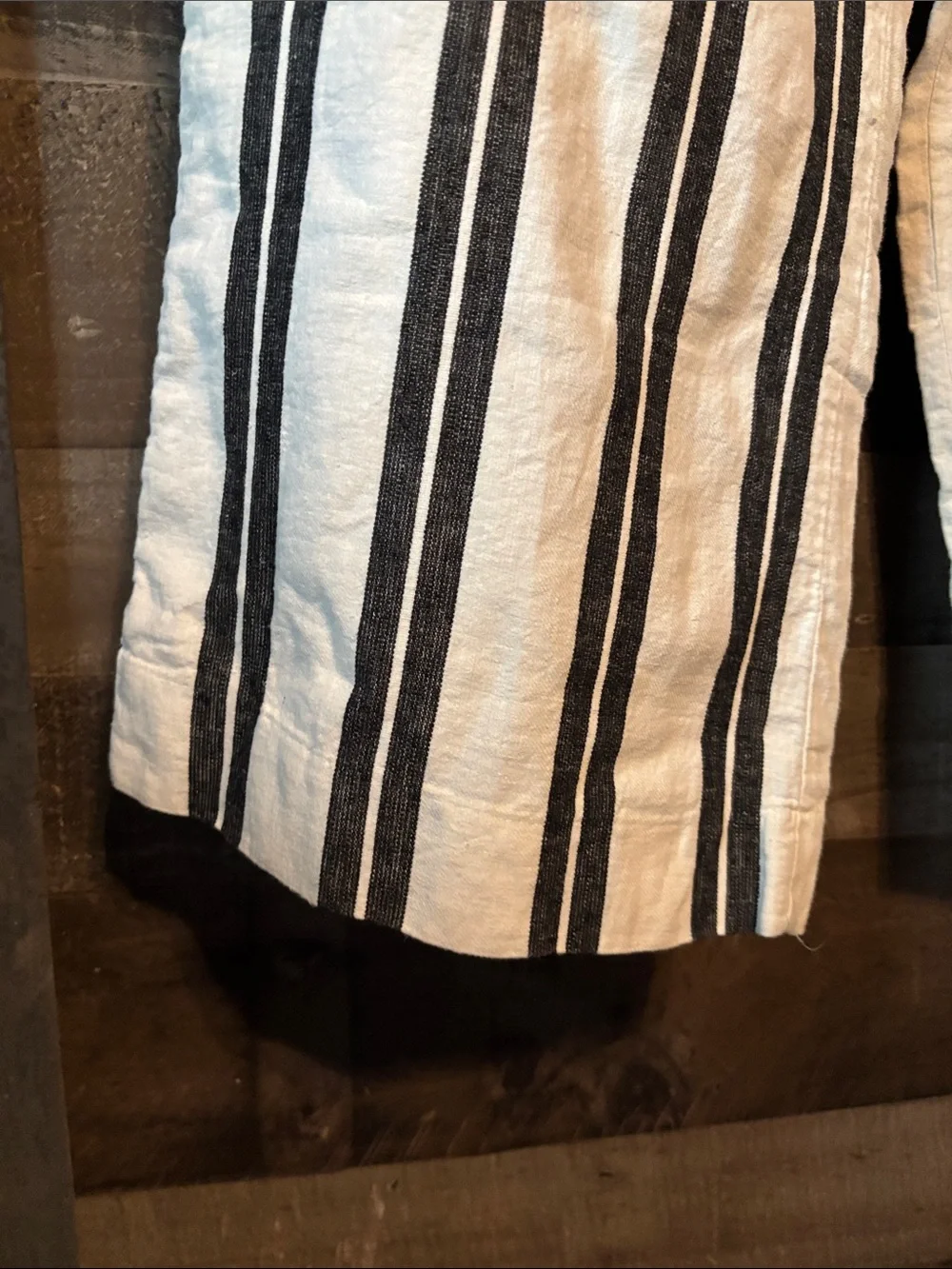 H&M Cream and Black Vertical Stripe Paperbag Waist Pants